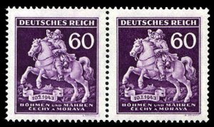 German WWII Occupation, Bohemia & Moravia #Mi. 113I Cat€25+, 1943 60h viole...