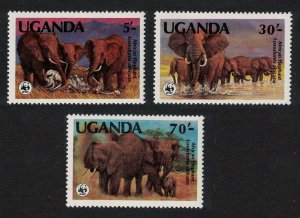 Uganda WWF African Elephant 3v 1983 MNH SC#371=374 SG#406=409 MI#361=364