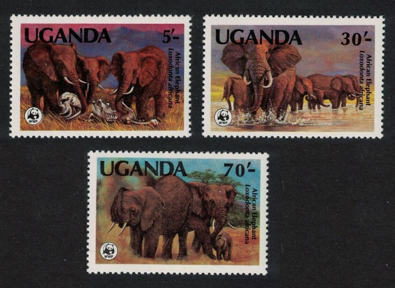 Uganda WWF African Elephant 3v 1983 MNH SC#371=374 SG#406=409 MI#361=364