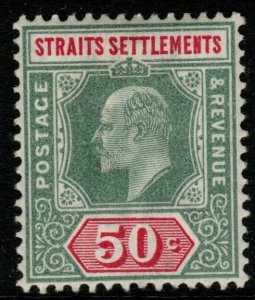 MALAYA STRAITS SETTLEMENTS SG118 1902 50c DEEP GREEN & CARMINE MTD MINT