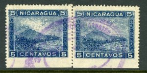 Nicaragua 1902 Momotombo 5¢ Blue Lithographed Issue Scott 159 VFU W62 ⭐☀⭐☀⭐