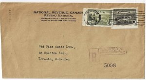 Canada 1951 Toronto cancel on OHMS cover, mixed franking, Scott O7, O21