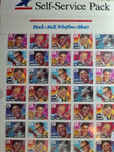 SCOTT #2724-2730 FULL SHEET OFFICIALLY SEALED ROCK AND ROLL/ RHYTHM AND BLUES