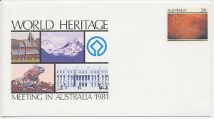 Postal stationery Australia 1981 Hand stencil - World Heritage