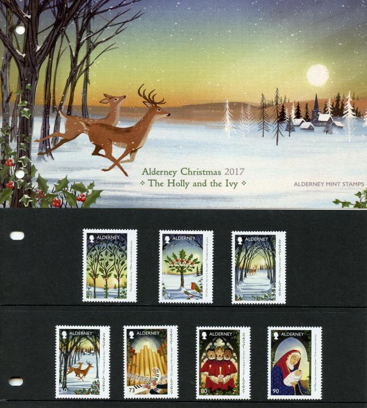 Alderney 2017 MNH Christmas Holly & Ivy 7v Set Presentation Pack Trees Stamps