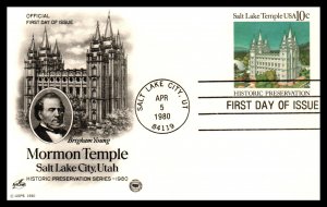US UX83 Mormon Temple PCS Artcraft Variety U/A FDC Postal Card