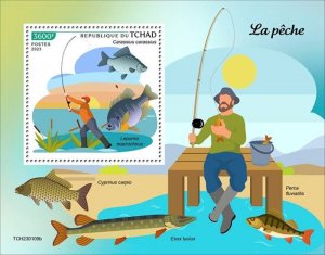 Chad - 2023 Fishing, Bluegill, Crucian Carp - Stamp Souvenir Sheet - TCH230109b