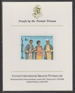 LIBERIA 1984 MANO RIVER UNION  imperf mounted on Format Int Proof Card