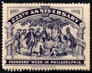 1908 US Poster Stamp 225th Anniversary Founder's Week in Philadelphia Un...