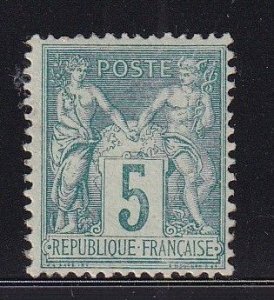 FRANCE 1876-77 - PEACE & COMMERCE - Type II - 5c  M-F-NH # 78