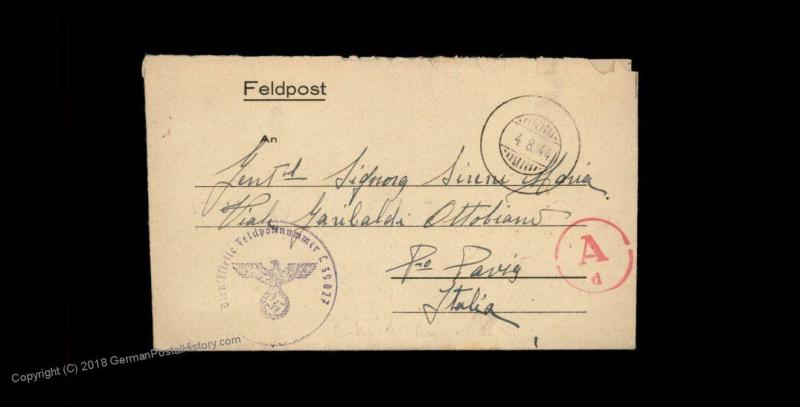 3rd Reich Germany WWII Italian Luftwaffe Volunteer Feldpost 65971