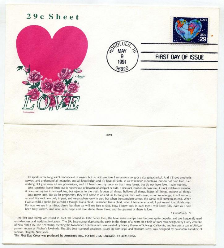 2535  29c Love Artmaster FDC