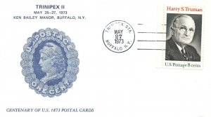 CENTENARY OF U.S. 1873 POSTAL CARDS CACHET EVENT COVER TRINIPEX II BUFFALO 1973