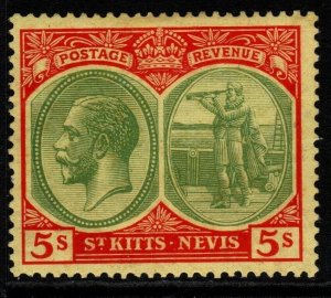 ST.KITTS-NEVIS SG47c 1929 5/= GREEN & RED/YELLOW MTD MINT