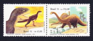 Brazil Dinosaurs 2v pair 1991 MNH SC#2319a SG#2483-2484