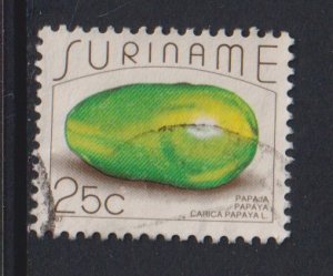 Surinam    #778  used   1987   fruits 25c papaya