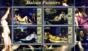 Tiziano NUDES Paintings Sheet (4) Perforated Mint (NH)