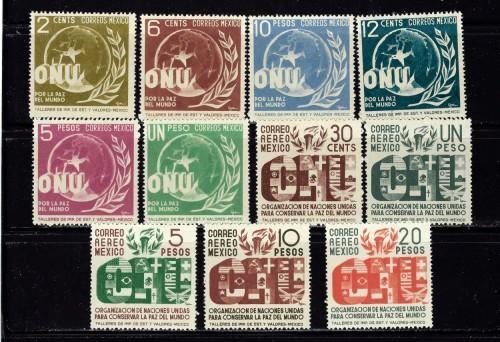 Mexico 813-18 and C158-62 NH 1946 U.N. set SC 2015 $64.25