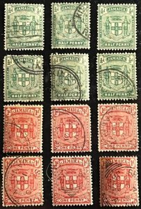 Jamaica Scott# 58(3), 58c(3), 59(6) F/VF Used Lot of 12 Cat $3.00