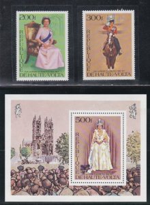 Burkina Faso # 436-437, 438, Queen Elizabeth Reign 25th, Mint NH, 1/2 Cat.