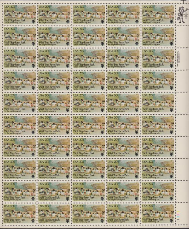 US #2018  Wolf Trap Farm   Full sheet of 50  MNH