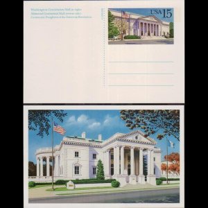 U.S.A. 1989 - Postal Card-Constitution Hall 15c