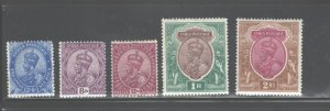 INDIA, 1911 - 1923 GEORGE V MH #80 - 94  C.V.=$122.00