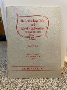 Dale-Lichtenstein (HR Harmer) Auction Catalogue CANADA, Sale 10, Dec. 7-8, 1970