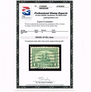 EXCELLENT GENUINE SCOTT #548 USED 1920 PILGRIM PSE CERT GRADED XF-90J JUMBO