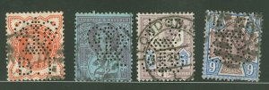 Great Britain #111/114/118/120 Used Multiple (Jubilee) (Perfin)