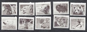 United States #1880-89 18¢ American Wildlife. Ten singles from booklet. MNH