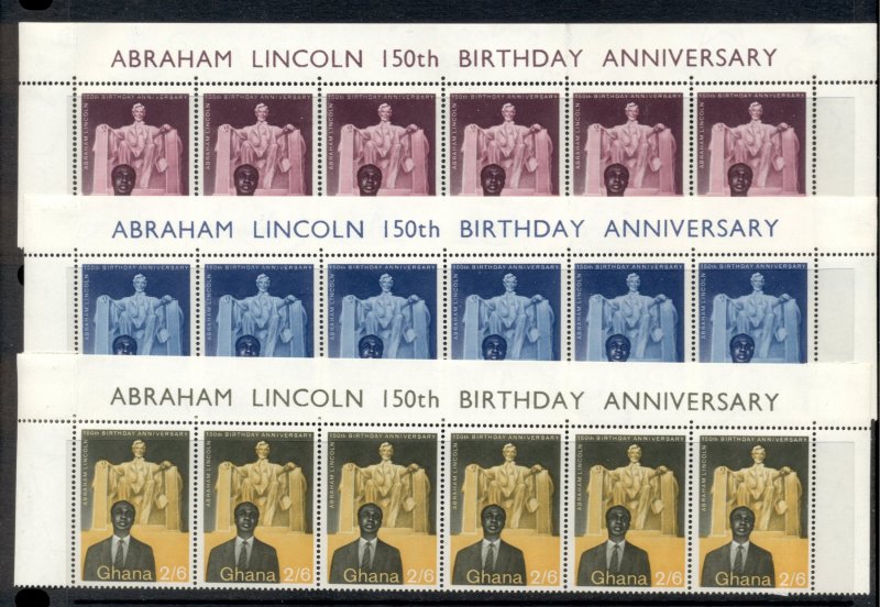 Ghana 1959 Abraham Lincoln 150th Birth Anniv. Str6 MLH