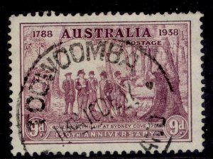 AUSTRALIA GVI SG195, 9d purple, FINE USED. Cat £14. CDS