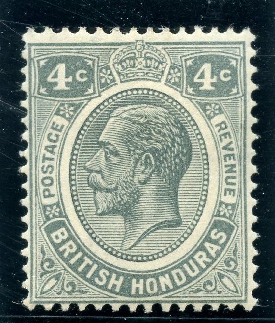 British Honduras 1929 KGV 4c grey MLH. SG 130. Sc 96.