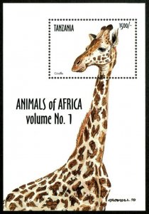 Tanzania 1999 - Animals of Africa Giraffe - Souvenir Stamp Sheet Scott 1875 MNH