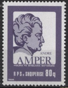 Albania 2205b (mnh, from strip of 4) 80q André Ampère, dull vio (1986)