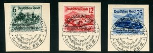 Germany Scott B141-143 Mi 695-97 Nurburgring 1939 Auto Races Used Full Cancel