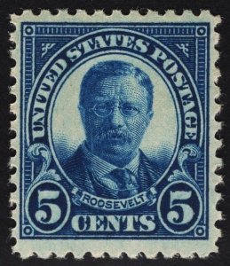 US #557 5c Dark Blue Roosevelt MINT NH OG SCV $35