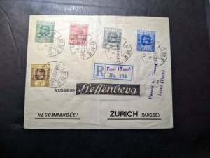 1909 Registered Togo Occupation Overprints Cover Lome to Zurich Switzerland