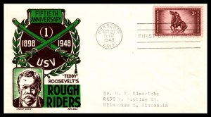 US 973 Rough Riders Cachet Craft Boll Typed FDC