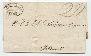 1823 Belfast Maine black double oval handstamp stampless letter [6028.160