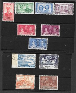 BASUTOLAND 1937 - 1949 COMMEMORATIVE SETS FINE USED Cat £14.50