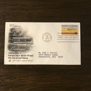 FDC - US 1506 10¢ Wheat (1) W/Cachet - Canceled Hillsboro, KS.