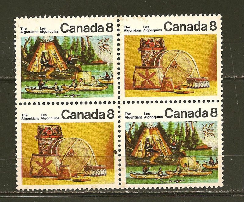 Canada SC#556-557 Algonkian Indians Se-tenant Block of 4 Mint Never Hinged