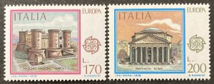 Italy 1978 #1321-2, Castle & Pantheon, MNH.