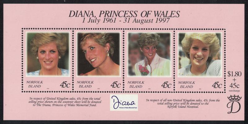 Norfolk Diana Princess of Wales Commemoration MS SG#MS665 SC#645