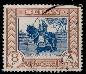 SUDAN GVI SG136a, 8p deep blue & brown, FINE USED. Cat £10.