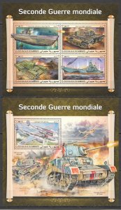 HM0362 2018 DJIBOUTI WORLD WAR II WWII MILITARY VEHICLES #2480-3+BL1210 MNH