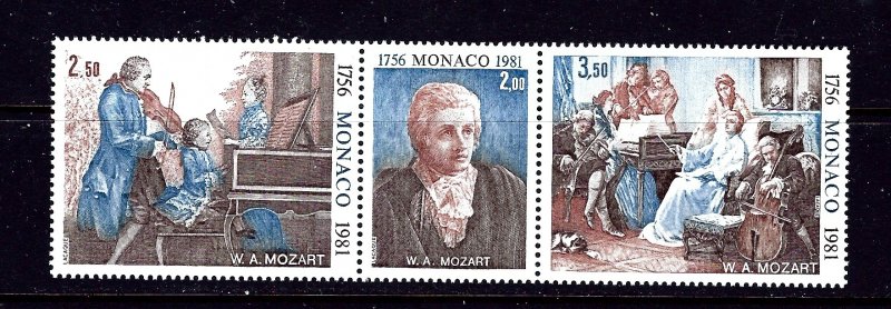 Monaco 1277a MNH 1981 Mozart strip of 3  #2