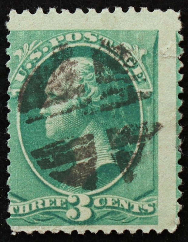 U.S. Used Stamp Scott #158 3c Washington. EFO: Shift Crossroads Fancy Cancel.